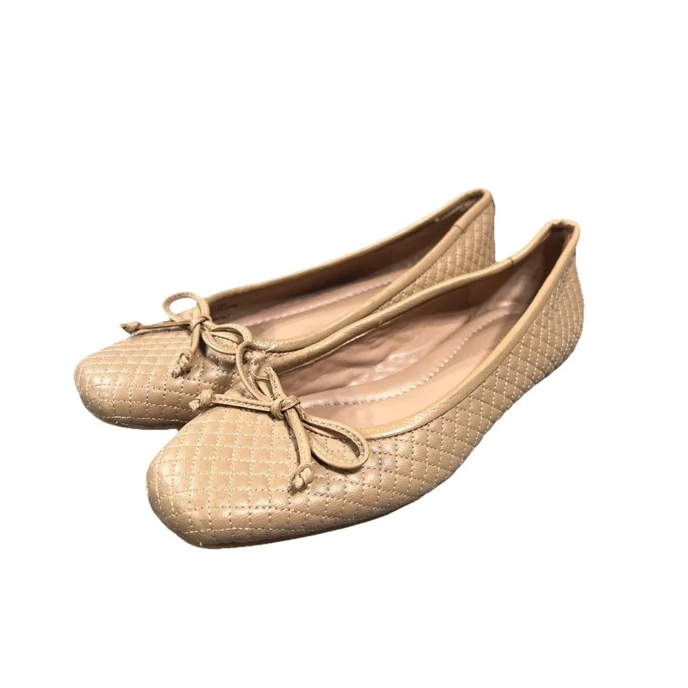 Nordstrom‎ Ashton Quilted Ballet Flats Womens 4M Shoes Chic Luxury Comfort Bow